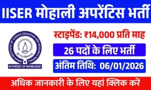 IISER Mohali Apprentice Recruitment