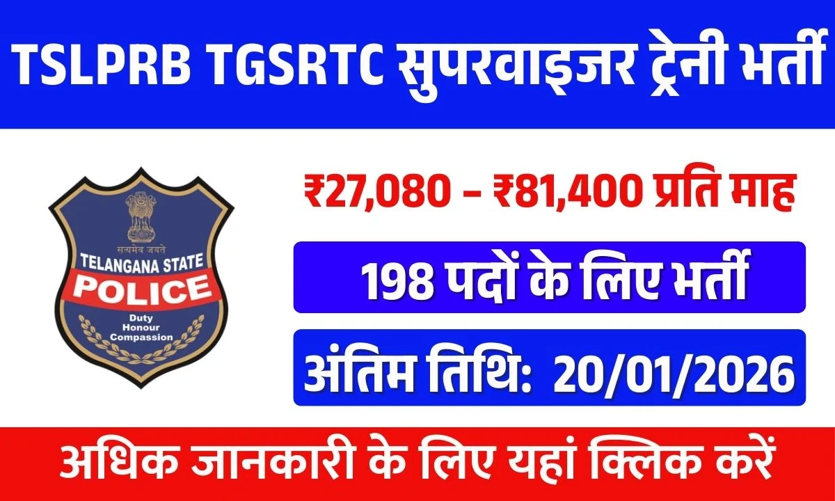TSLPRB TGSRTC Supervisor Trainee Recruitment
